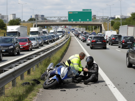 un accident impliquant un motard sur le périphérique de caen a causé une blessure légère et un embouteillage de 3 km. informations et conseils pour éviter la zone.