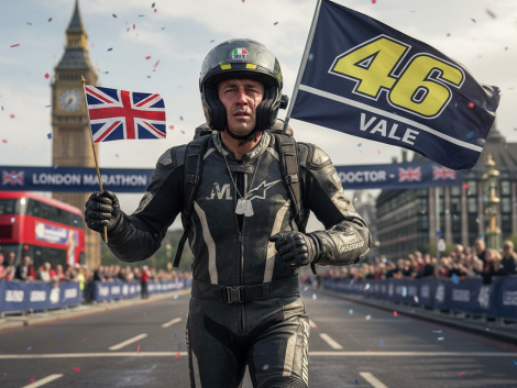 découvrez l'incroyable hommage d'un pilote moto au marathon de londres, parcourant 42 km en combinaison de cuir pour honorer la mémoire de son fils.