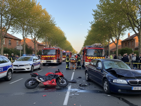 accident grave entre une voiture et une moto près de toulouse : le motard a été évacué en urgence. découvrez tous les détails de l'incident et les mesures prises sur place.