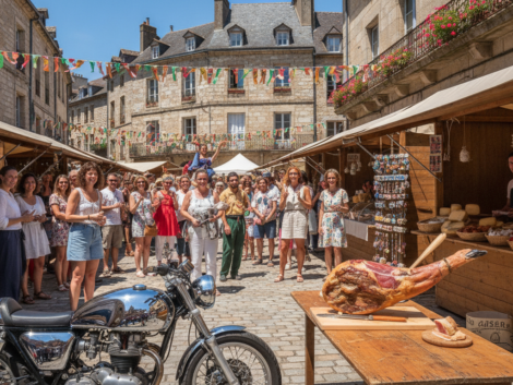 le 5 juillet, profitez d'une journée festive avec moto, jambon à l’os et animations au cœur de la fête des commerçants, pour un événement convivial et animé.