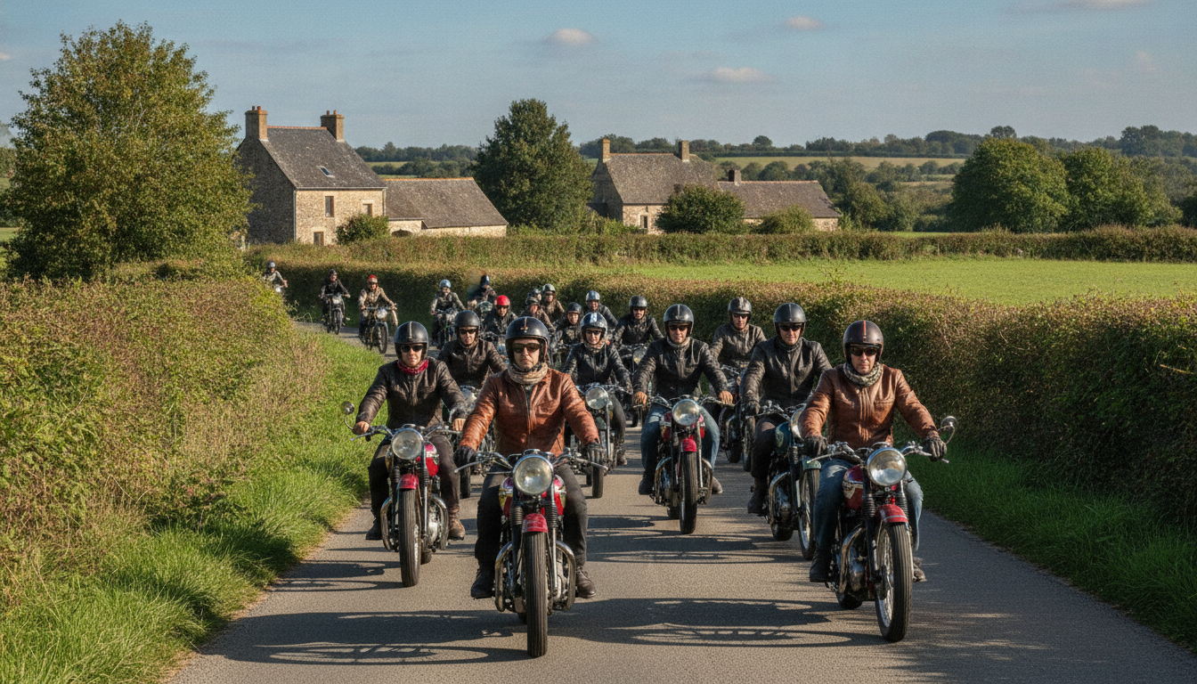 découvrez le tour de la sarthe, où 87 motos anciennes s'élancent pour une balade rétro inoubliable à travers des paysages pittoresques.