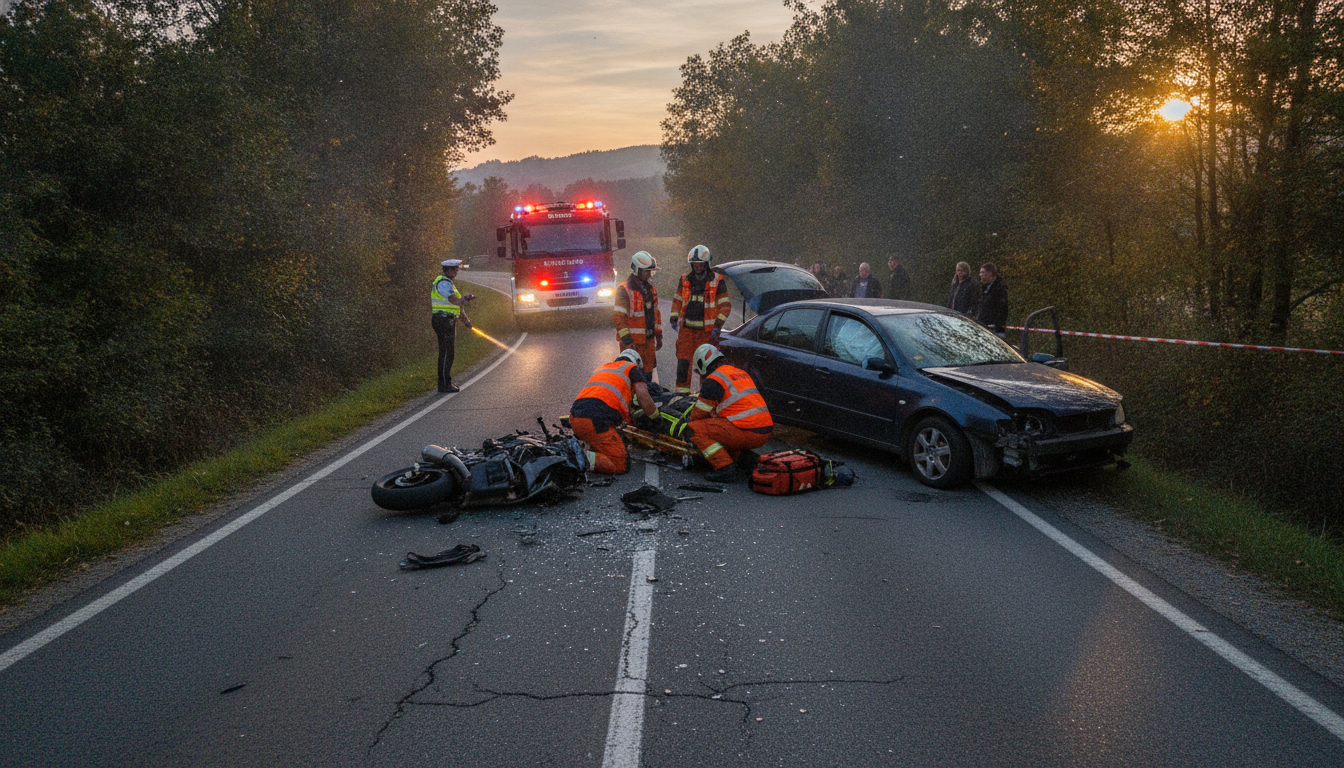 à plélo, un homme de 42 ans gravement blessé suite à une collision entre une voiture et une moto, transporté en urgence à l'hôpital.