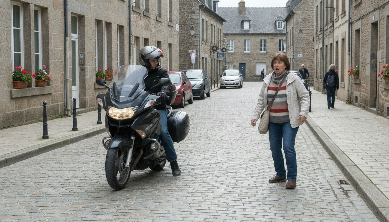 à saint-brieuc, une piétonne a été heurtée par une moto circulant lentement rue de brest. découvrez les circonstances de cet incident et les mesures prises.
