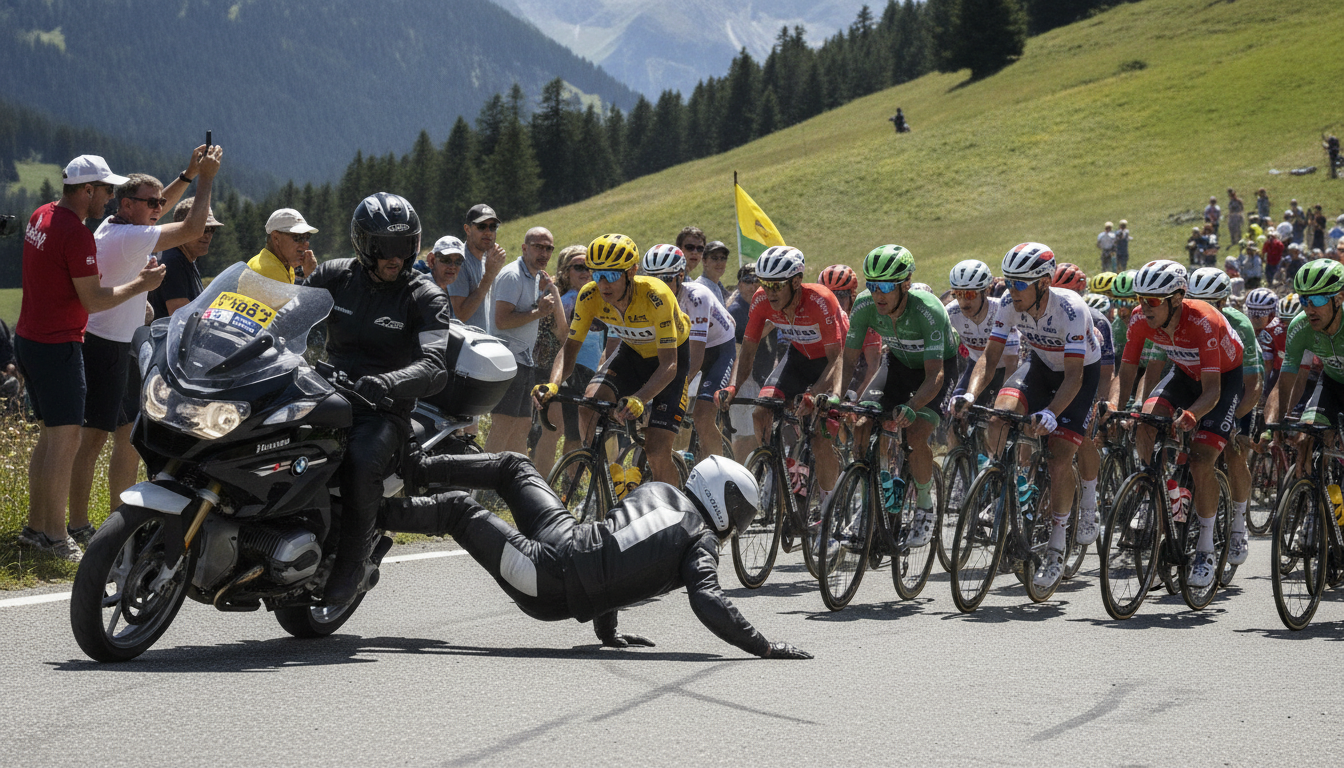 découvrez les détails de l'incident survenu lors du tour de france 2026, causé par une possible erreur du motard en course, et son impact sur la compétition.