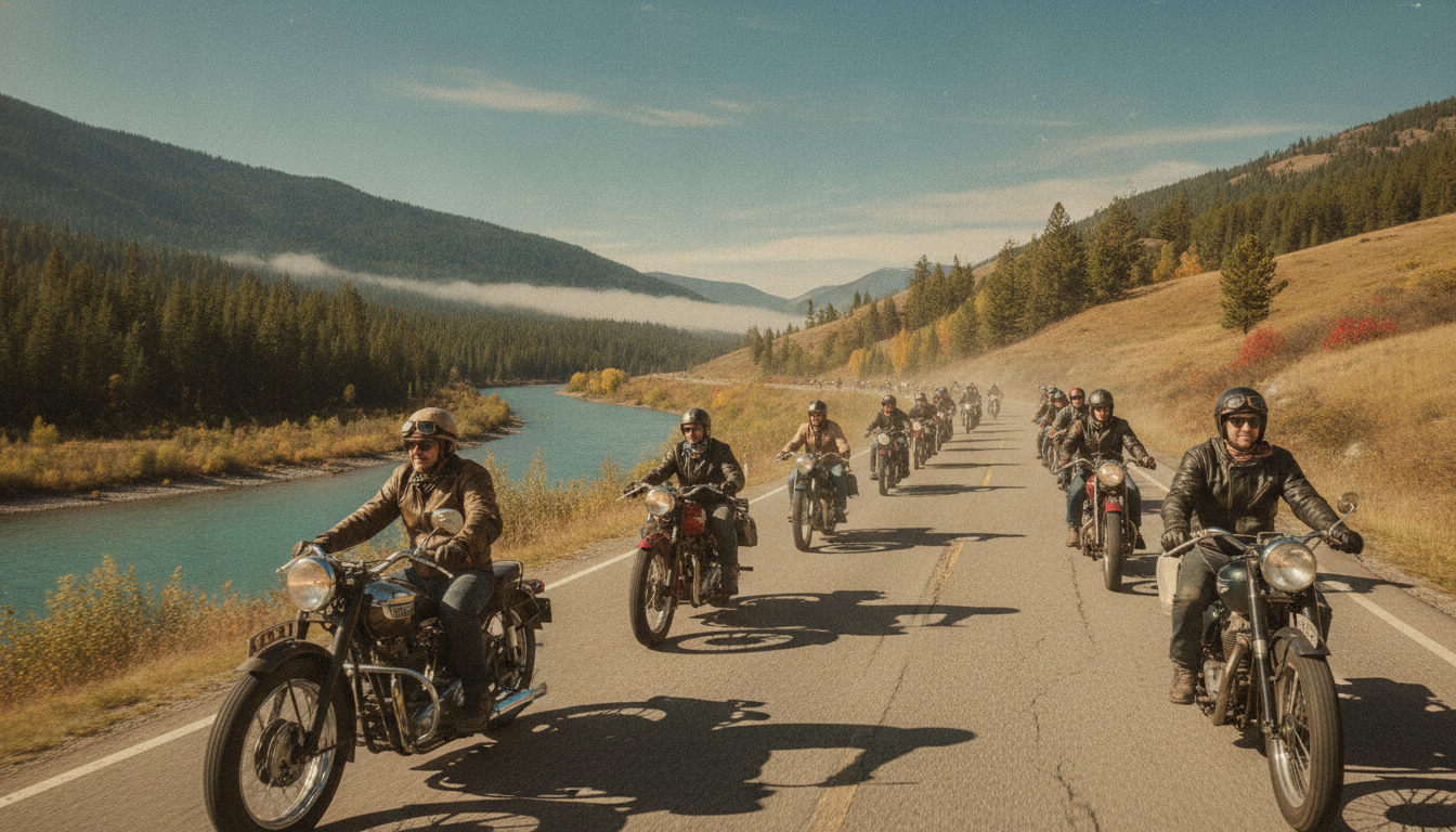 découvrez le cortège unique de motos de collection passionnées qui parcourt la magnifique vallée de l’isle, un événement vibrant pour les amateurs de véhicules anciens et de paysages pittoresques.