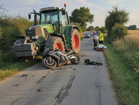 un homme de 60 ans est grièvement blessé suite à une collision entre une moto et un tracteur dans les deux-sèvres. découvrez les circonstances de l'accident et les interventions des secours.