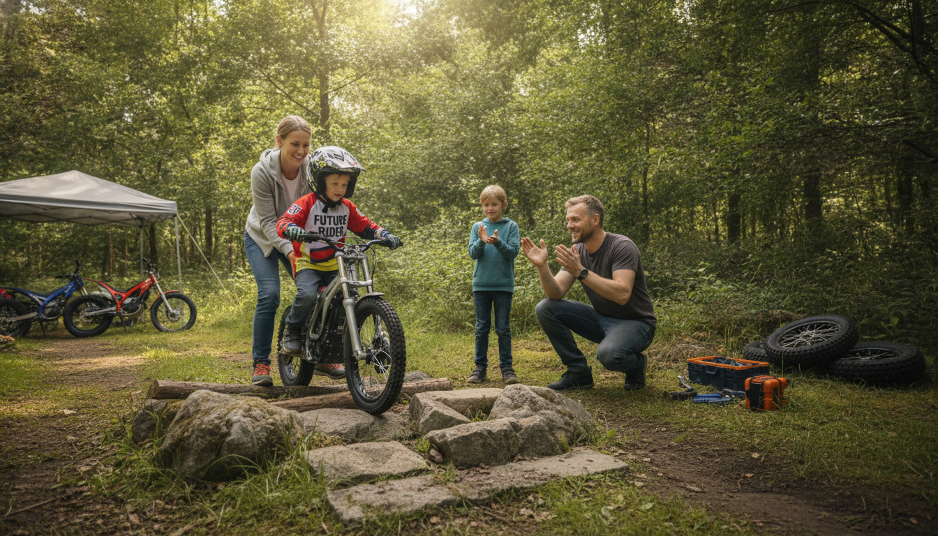 découvrez comment j'ai commencé à vivre des sensations fortes dès l'âge de 3 ans grâce à mes parents qui m'ont initié à la moto trial, une passion née très tôt.