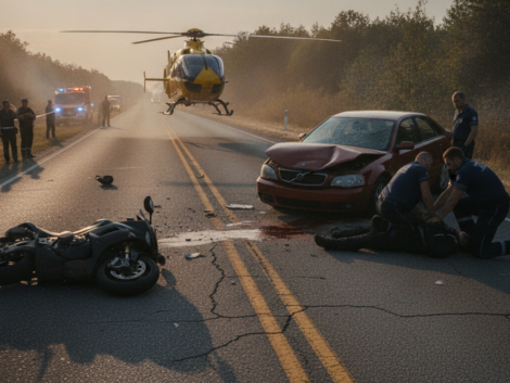accident grave entre une moto et une voiture : un motard évacué en urgence par hélicoptère, son pronostic vital étant réservé. suivez les dernières informations sur cet accident.