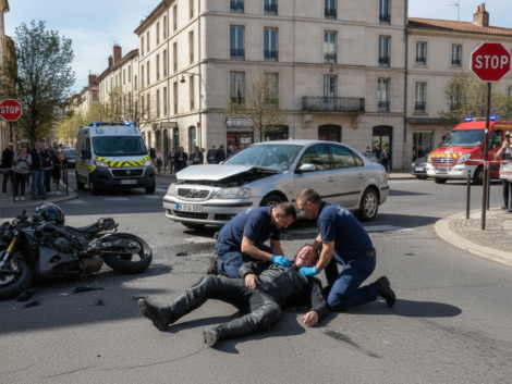 un motard de 67 ans gravement blessé dans une collision au carrefour près de toulouse. découvrez les détails de cet accident grave.