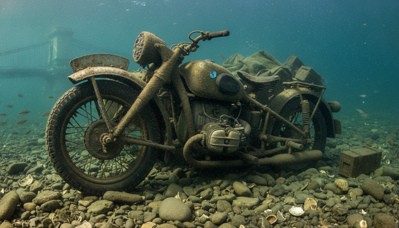découvrez l'incroyable retrouvaille d'une moto de la seconde guerre mondiale, émergée après plus de 80 ans immergée dans les eaux du danube, témoignant d'un passé historique fascinant.