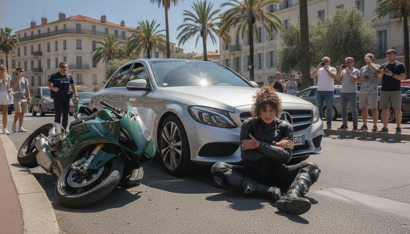 une motarde a été blessée ce lundi lors d'une collision avec une voiture à cannes. découvrez les détails de cet accident de la circulation.