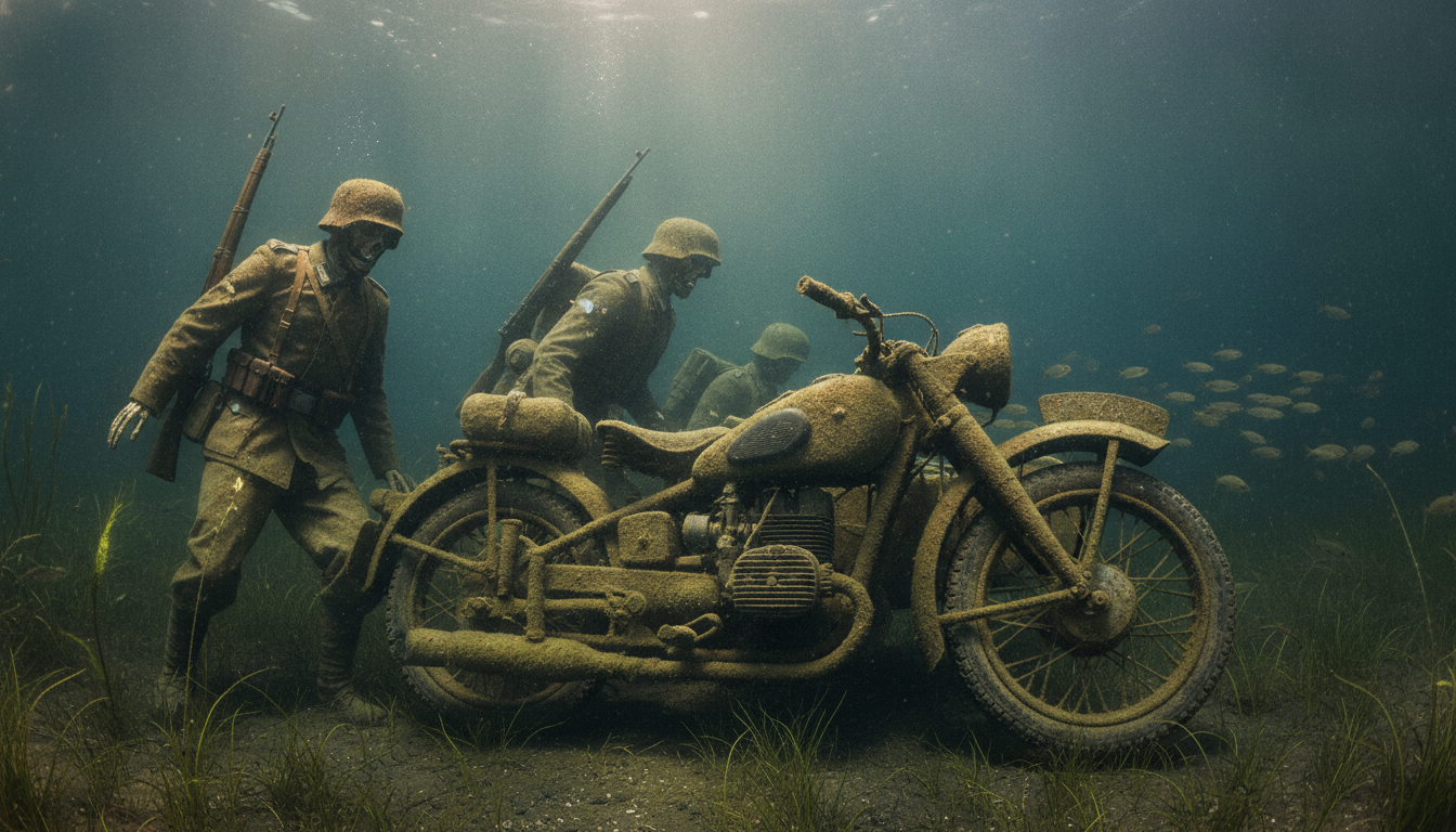 découvrez la découverte spectaculaire sur le danube : des soldats de la wehrmacht et une moto de la seconde guerre mondiale ramenés à la surface, révélant un témoignage poignant de l'histoire.