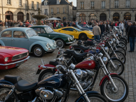découvrez l'animation exceptionnelle à desvres ce week-end sur la place léon-blum avec un spectacle fascinant de motos étincelantes et de voitures stylées à ne pas manquer.