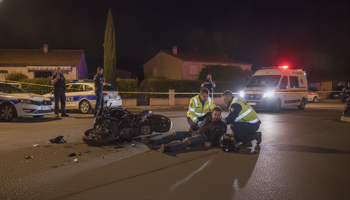 un grave accident de moto s'est produit à allauch cette nuit, un homme dans la trentaine a été grièvement blessé. les secours sont intervenus rapidement sur les lieux.