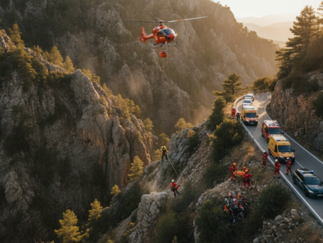 un grave accident s'est produit sur une route dangereuse : une motarde a été éjectée de sa moto dans un ravin de 30 mètres de profondeur. découvrez les détails de cet incident dramatique.