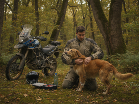 découvrez l'émouvante vidéo d'un homme qui abandonne sa moto en pleine forêt pour porter secours à un chien blessé. un acte de compassion à ne pas manquer.