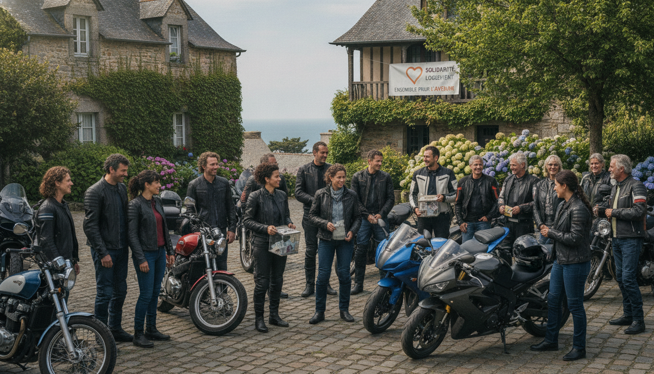 les motards de bretagne unissent leurs forces et collectent 1 657 € pour soutenir les habitats inclusifs de l’association familles solidaires, favorisant l'entraide et l'inclusion sociale.