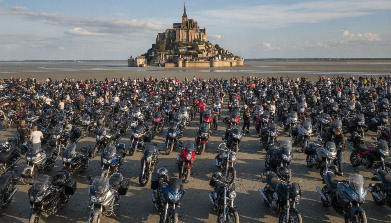 près de 700 motards se réuniront le 15 août dans la baie du mont saint-michel pour un événement exceptionnel alliant passion, convivialité et paysages magnifiques.