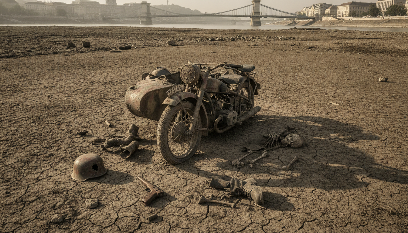 le danube révèle ses secrets sous la sécheresse historique : vestiges de la wehrmacht, motos anciennes et mines oubliées refont surface, témoignant d'un passé intense.