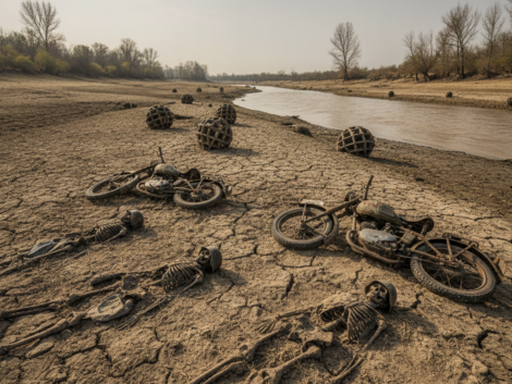 sous l'effet d'une sécheresse historique, le niveau du danube baisse et révèle des vestiges oubliés : soldats de la wehrmacht, motos anciennes et mines resurgissent, témoignant d'un passé tumultueux.