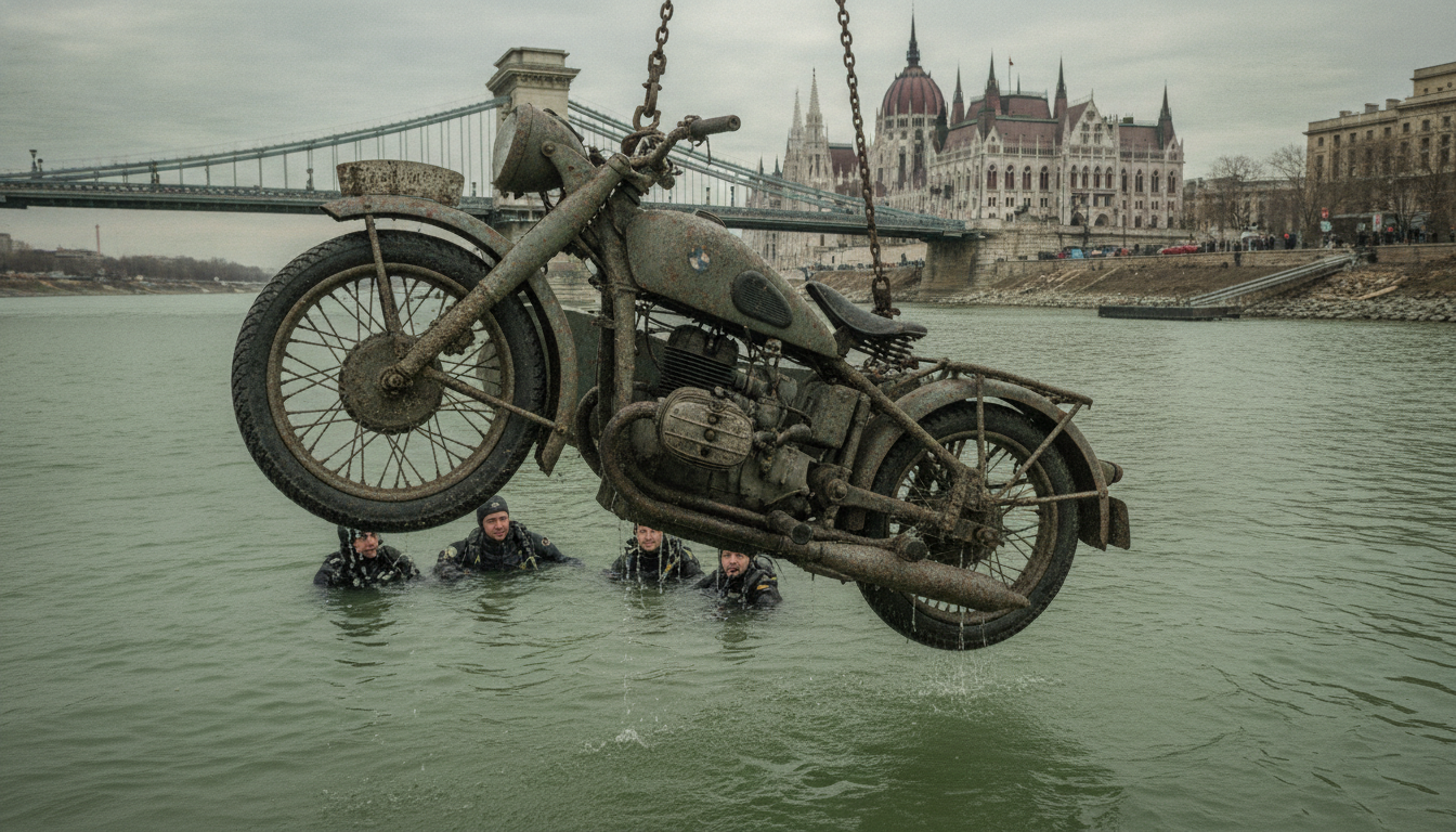 découvrez l'histoire fascinante d'une moto de la wehrmacht retrouvée dans le danube, vestige du siège historique de budapest.