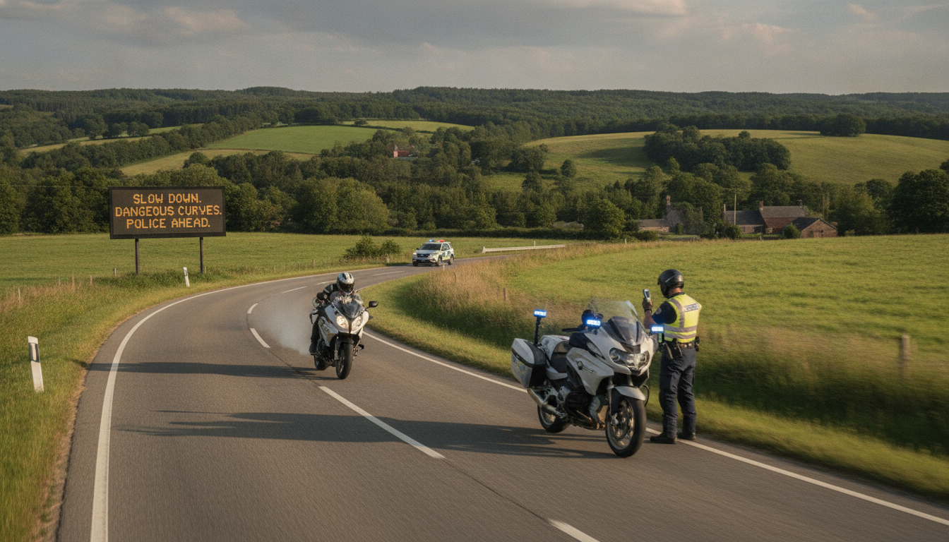 en mayenne, une moto a été flashée à 164 km/h dans une zone limitée à 80 km/h et a immédiatement été mise en fourrière, illustrant la rigueur des contrôles routiers.