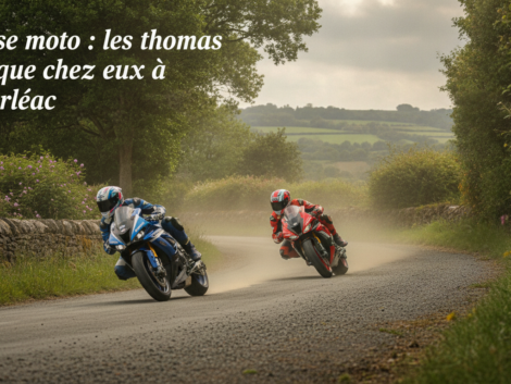 découvrez comment les pilotes thomas se rapprochent de leur terrain de prédilection lors de la course de vitesse moto à merléac, entre performance et passion.