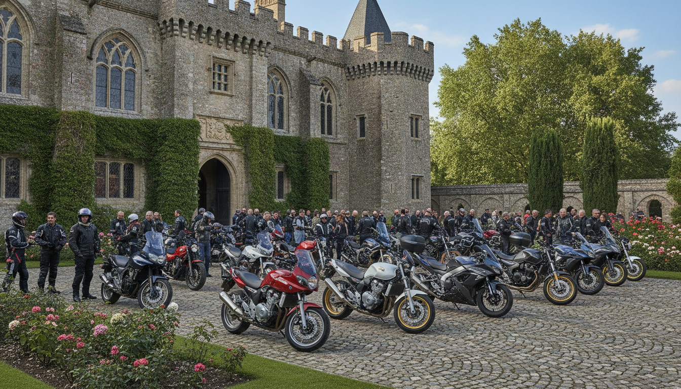 découvrez l'escale élégante de 75 motards et leurs motos au cœur d'un château prestigieux, alliant passion mécanique et cadre historique exceptionnel.