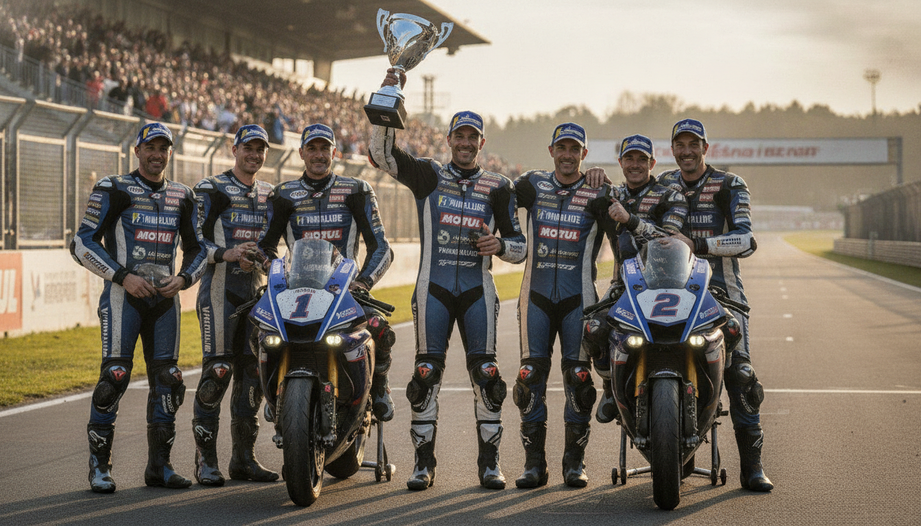 découvrez le triomphe de pierre gelas et du team legacy competition, sacrés champions du monde d’endurance moto à messimy-sur-saône, une victoire historique pleine d'émotions et de passion.