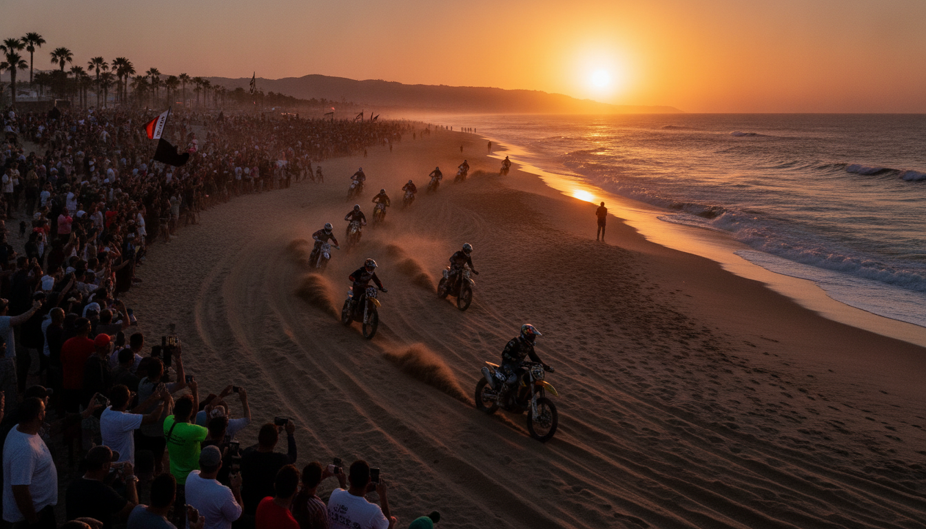 découvrez le programme complet de la course de moto sur sable à berck, les pilotes vedettes à ne pas manquer, et profitez d'un feu d’artifice vintage exceptionnel ce samedi.